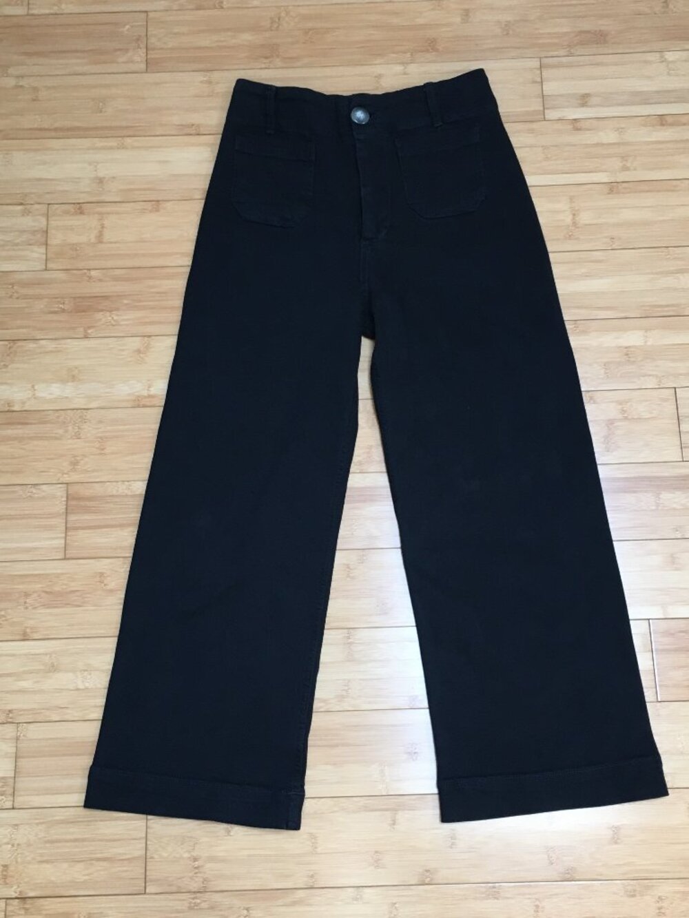 EUC Maeve by Anthropologie Black The Colette Cropped Wide-Leg Pants